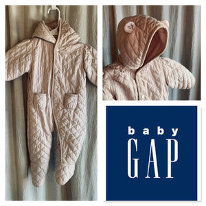 Baby Gap Quilted Pink Bear One-Piece, 6-12 Months